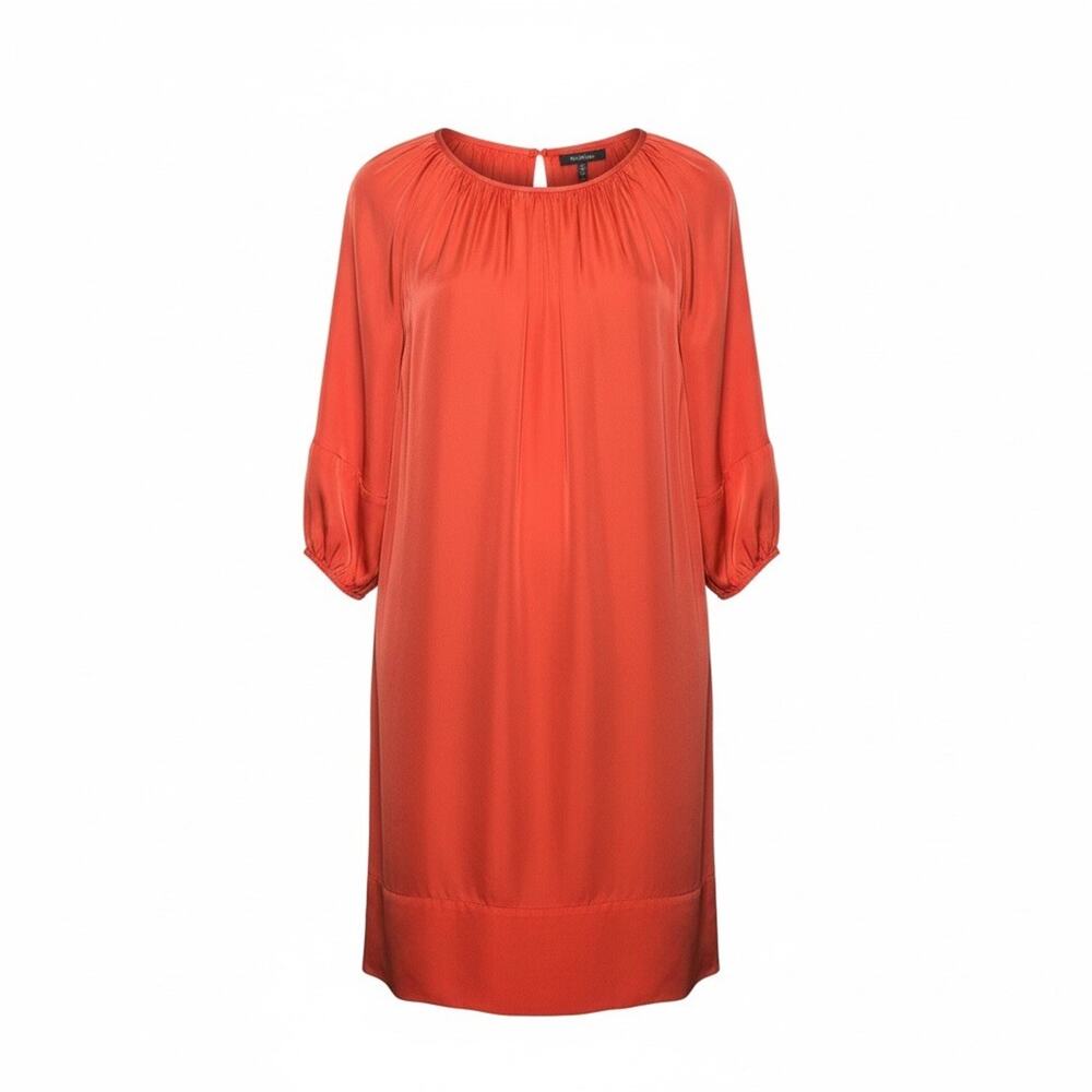 DKNY Orange Viscose Shift Dress Minimalist Cottagecore Old Money Whimsical Sz 8